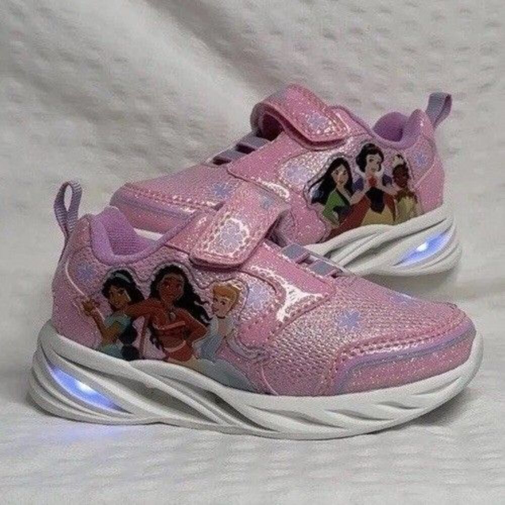 Disney Princess Baby Toddler Light Up Athletic Sneakers Size 7c Pink Girl Shoes